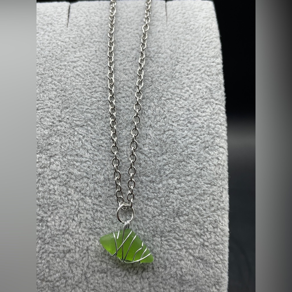 Handmade Green SeaGlass Bracelet Wire-Wrapped w Glass from Hutchinson Island, FL
